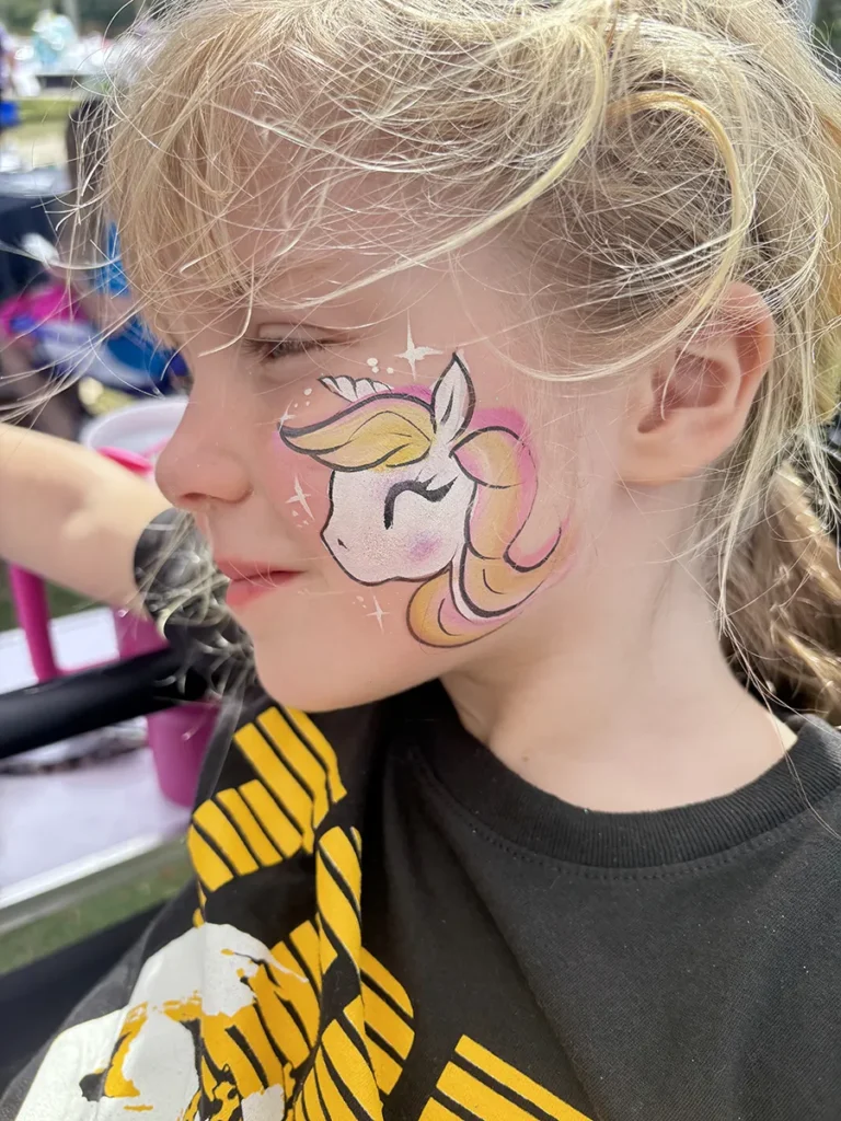 Cheek Unicorn (Heather Paints Fort Myers Face Painter for Parties in Cape Coral Childrens Face Painting Corporate Events Naples Face Paint Estero Lehigh Acres)