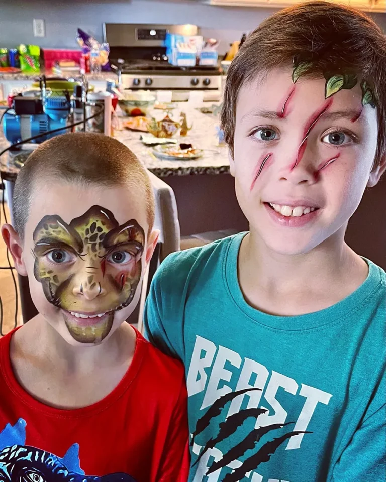 Double Dino (Heather Paints Fort Myers Face Painter for Parties in Cape Coral Face Painting Naples Face Paint Estero Lehigh Acres)
