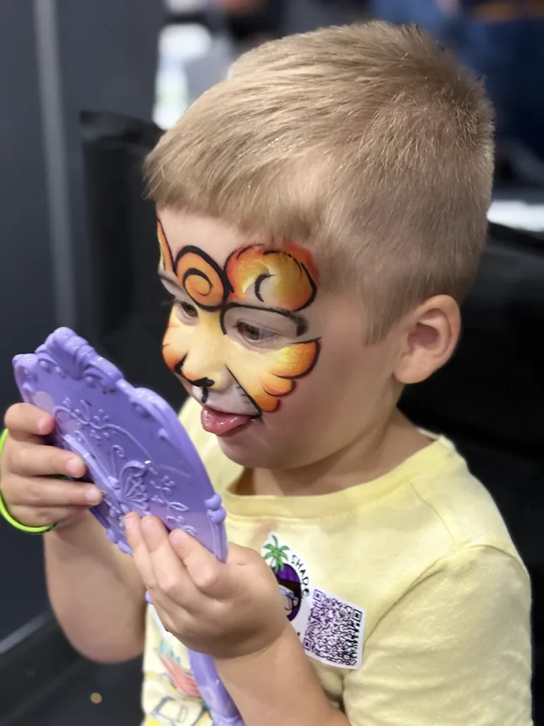 Lion Mirror Moment (Heather Paints Fort Myers Face Painter for Parties in Cape Coral Childrens Face Painting Corporate Events Naples Face Paint Estero Lehigh Acres)