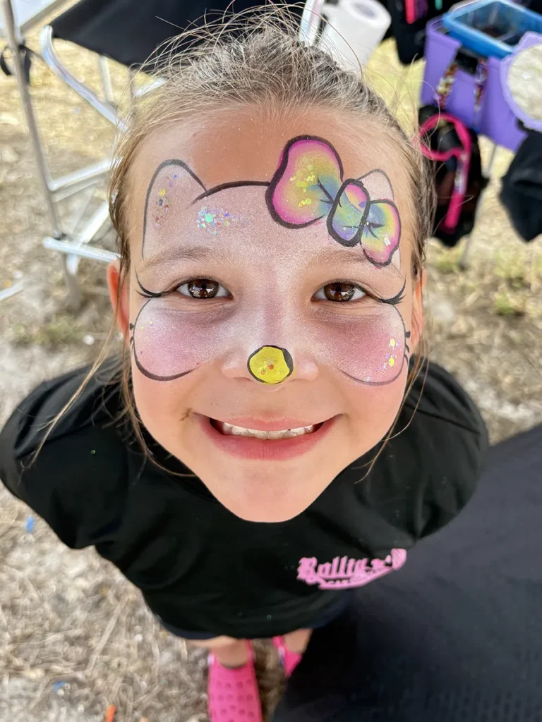 Rainbow Hello Kitty (Heather Paints Fort Myers Face Painter for Parties in Cape Coral Childrens Face Painting Corporate Events Naples Face Paint Estero Lehigh Acres)